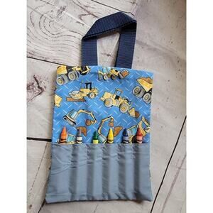 Construction Truck Crayon Holder Coloring Tote Bag Handmade Childrens Tote